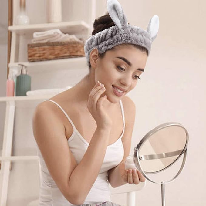 Bandeau de maquillage lapin pelucheux (3 pièces) - Shopitfine