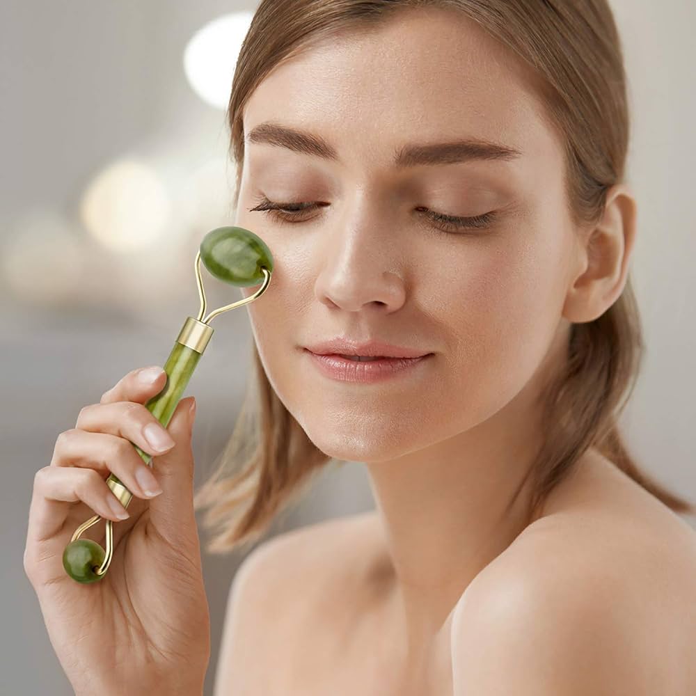 Rouleau Jade Visage Authentique - Massage Facial Gua Sha Traditionnel - Shopitfine
