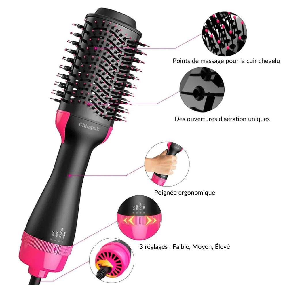 Brosse Cheveux 3 en 1 Multifonction - Lissage Volume Brillance - Shopitfine