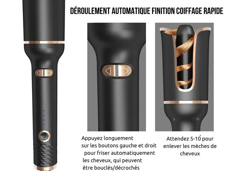 Fer à Friser Rotation Automatique - Boucleur Professionnel Auto - Rotatif - Shopitfine