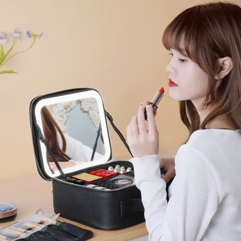 Mallette Cosmétique LED Intelligente avec Miroir - Rangement Beauté Professionnel - Shopitfine